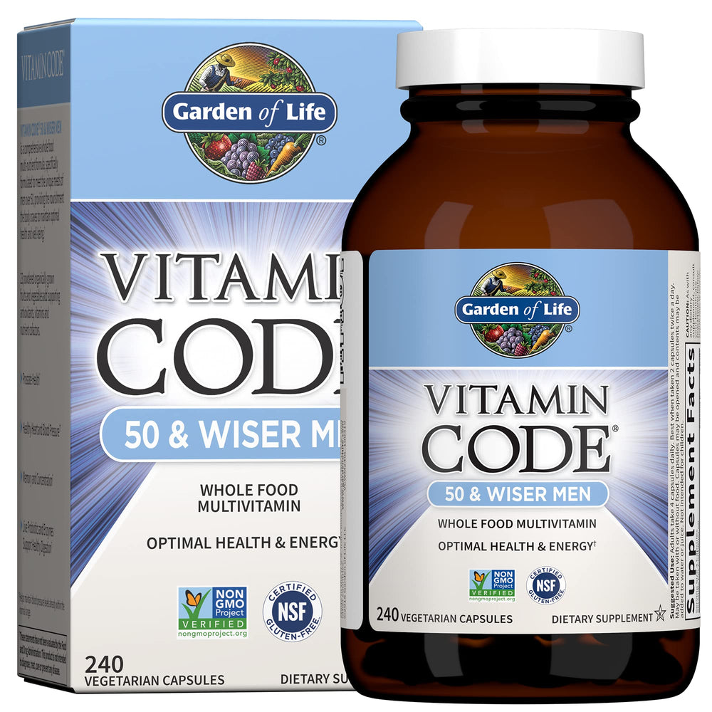 Garden of Life Vitamin Code 50 & Wiser Men's multivitamin bottle front view