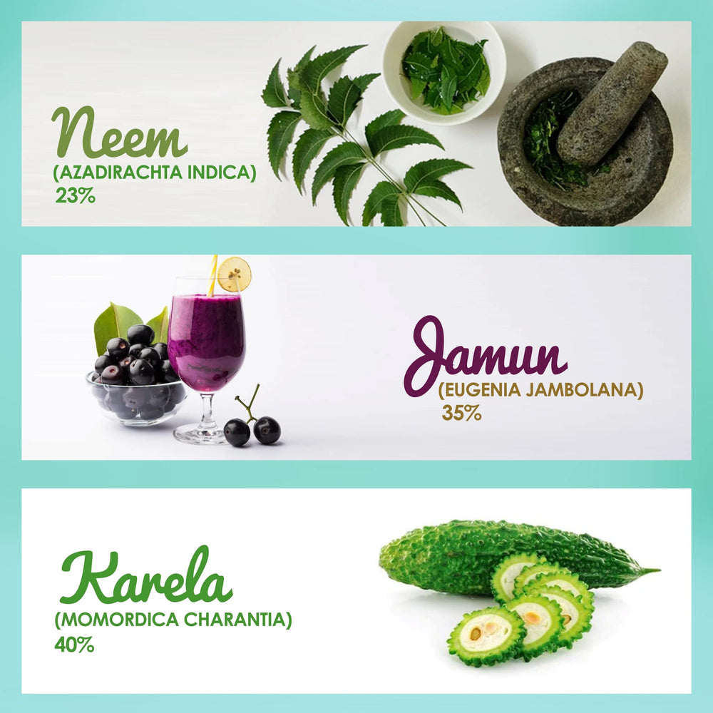500ml bottle labeled Garden of Nutrition Neem Karela Jamun Juice