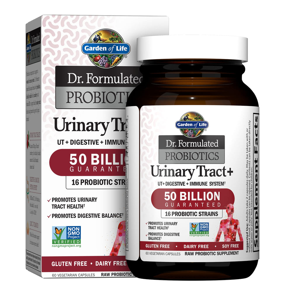 Front view of Garden of Life Dr Formulated Probiotics Urinary Tract+ bottle