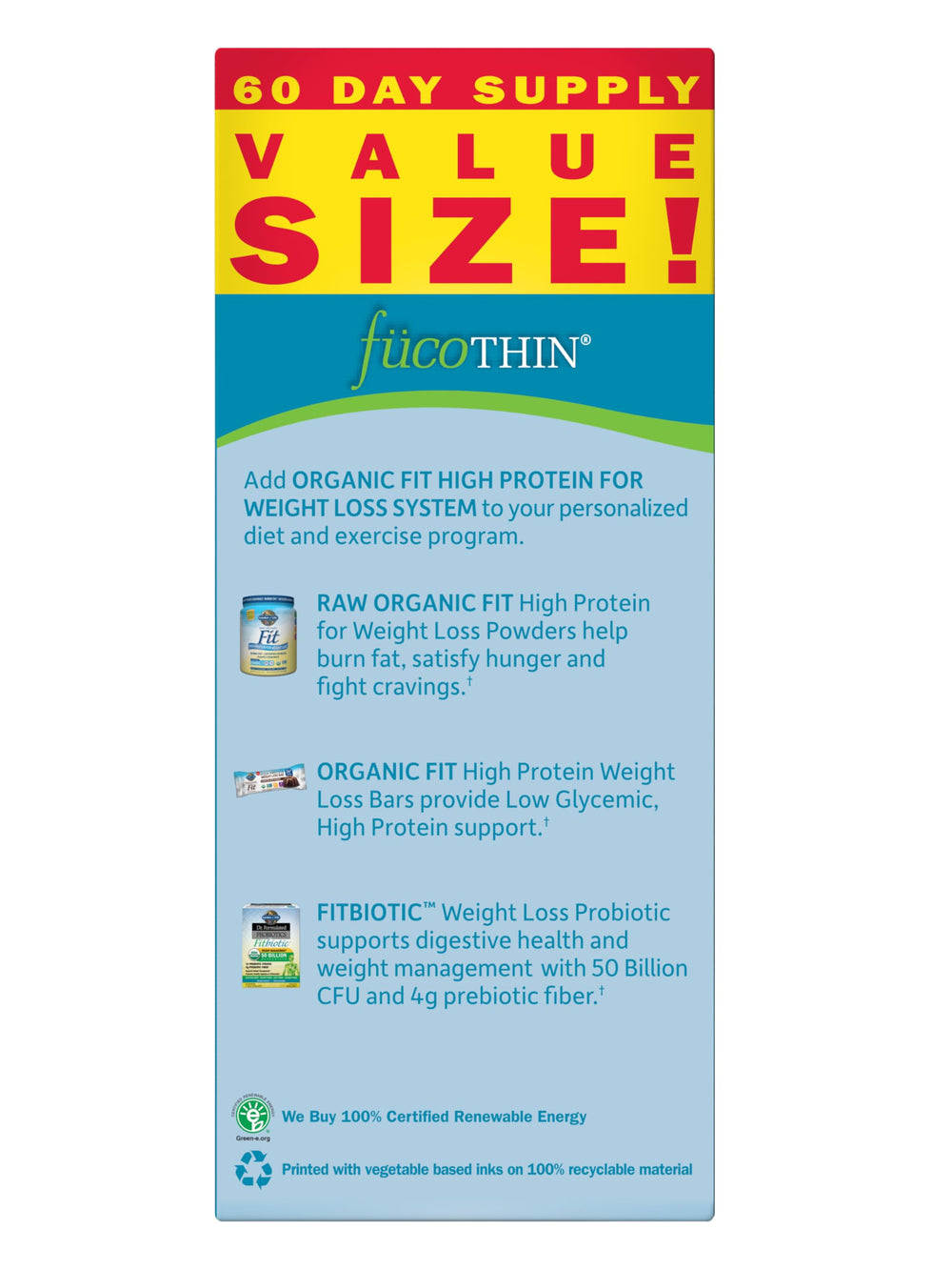 Front label of fucoTHIN featuring branding