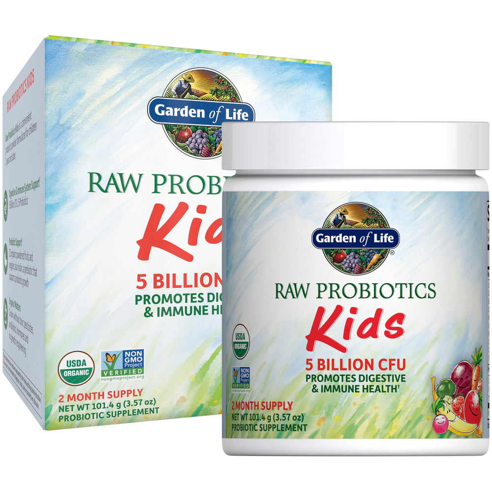 Garden of Life Kids Probiotics bottle label with 5 Billion CFU and 60 servings