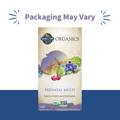 Three tablets daily serving image for Garden of Life Organics Prenatal Multivitamin