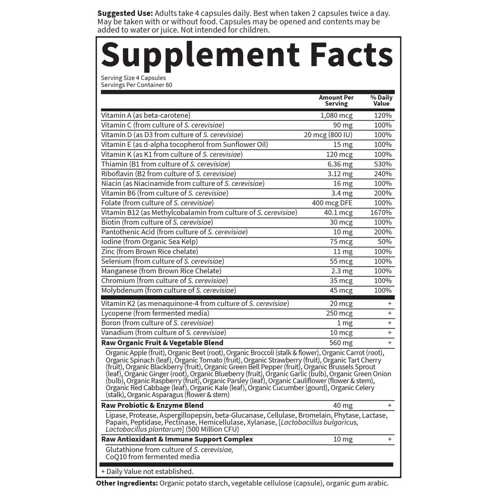 23 raw fruits and vegetables used in Vitamin Code Men’s Formula