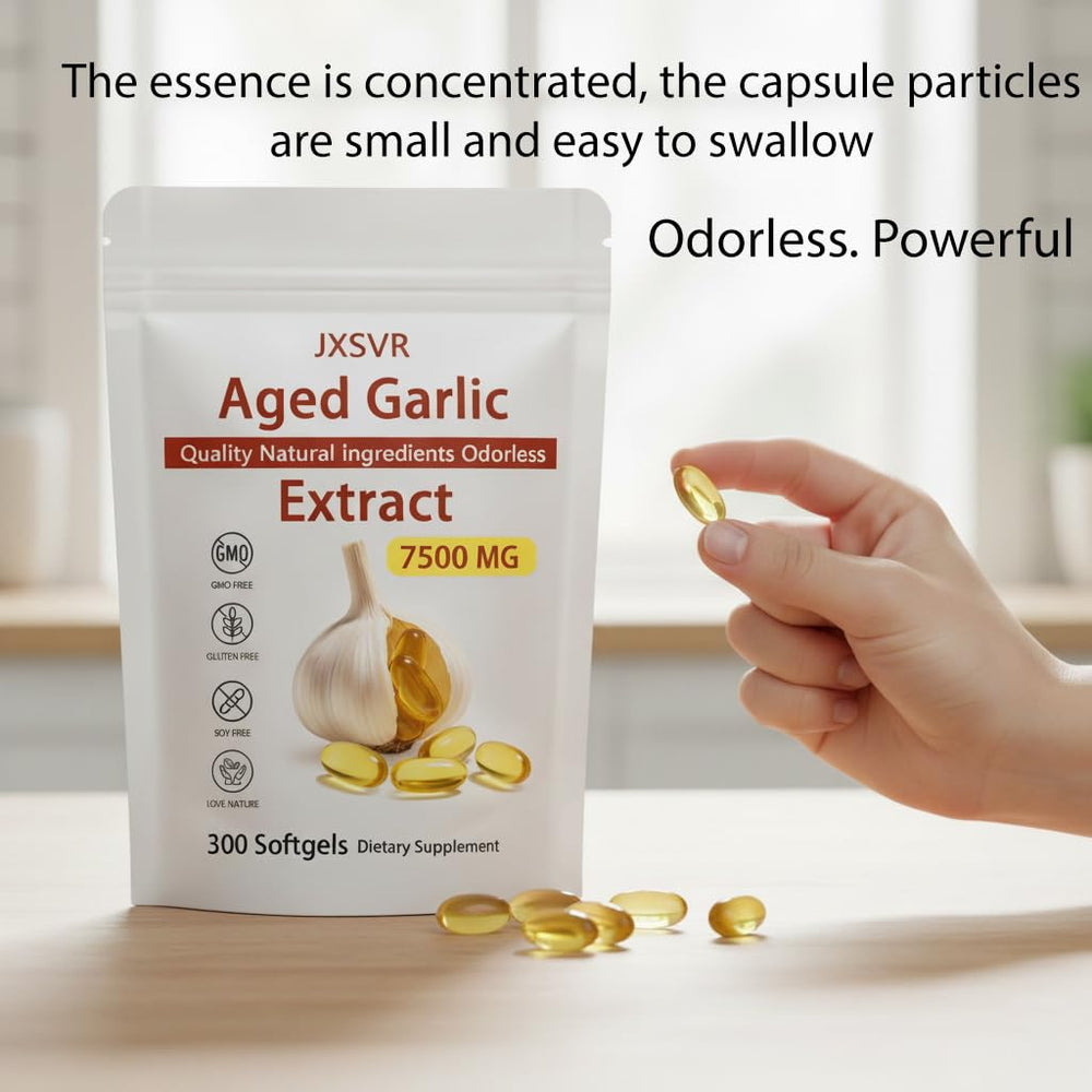Graphic illustrating heart and immune support benefits of aged garlic