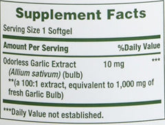 Side view of Nature's Bounty Garlic Extract 1000 mg bottle