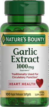 Nature’s Bounty Garlic Extract 1000 mg rapid release softgels front view