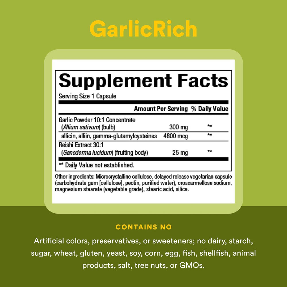 Graphic showing 30:1 organic reishi mushroom extract used in GarlicRich
