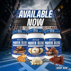Gaspari Proven Blend chocolate peanut butter flavor closeup showcases rich taste