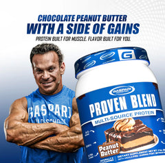 Gaspari Nutrition Proven Blend shaker with smoothie illustrates easy pre or post-workout use