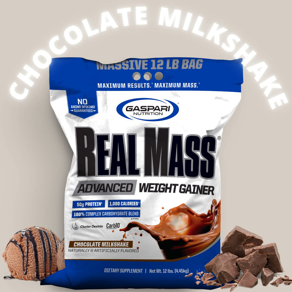 Gaspari Real Mass MCT and flax-oil visual emphasizing added fats.