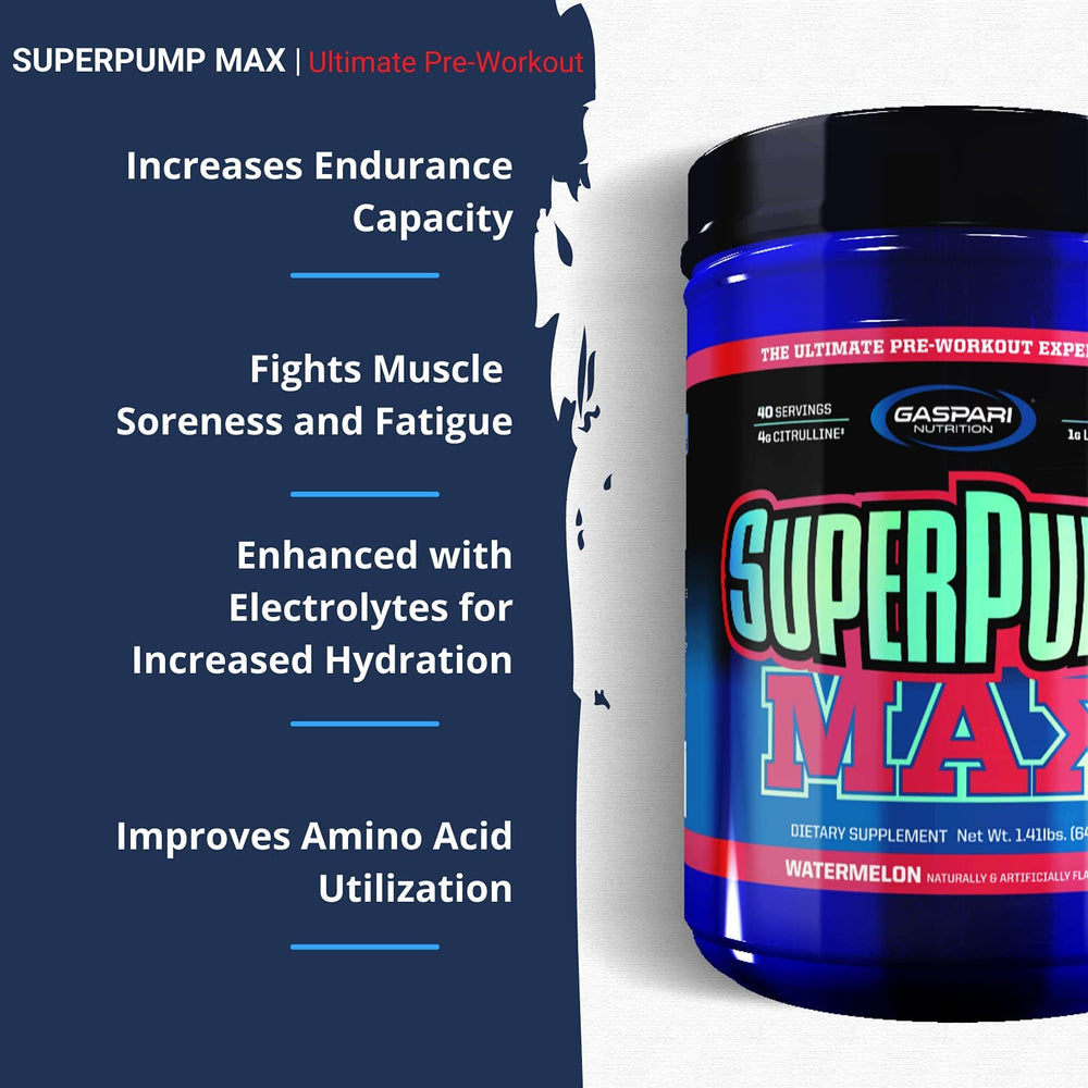 Gaspari SuperPump MAX scoop powder emphasizes quick mixing for on-the-go workouts