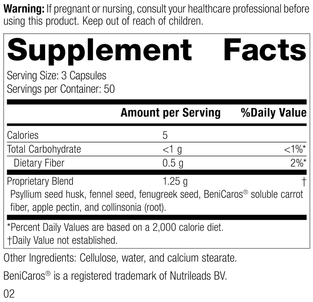 Close-up of Gastro-Fiber ingredients including psyllium, fennel, fenugreek, apple pectin and carrot fiber