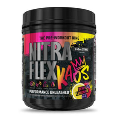 GAT SPORT Nitraflex KAOS Berry Lemonade tub ready for pre-workout energy