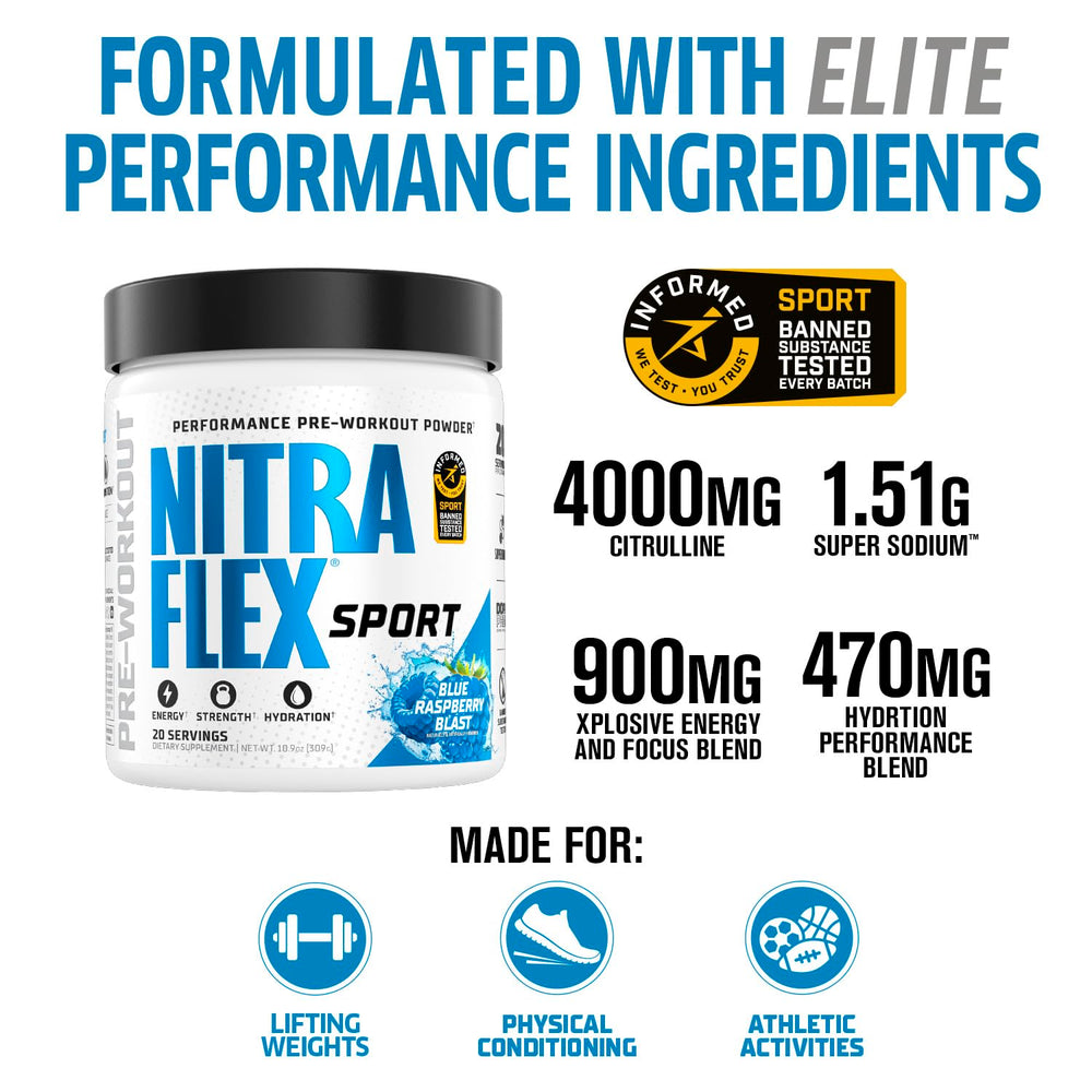 Nitraflex blue raspberry powder ready to mix for workouts