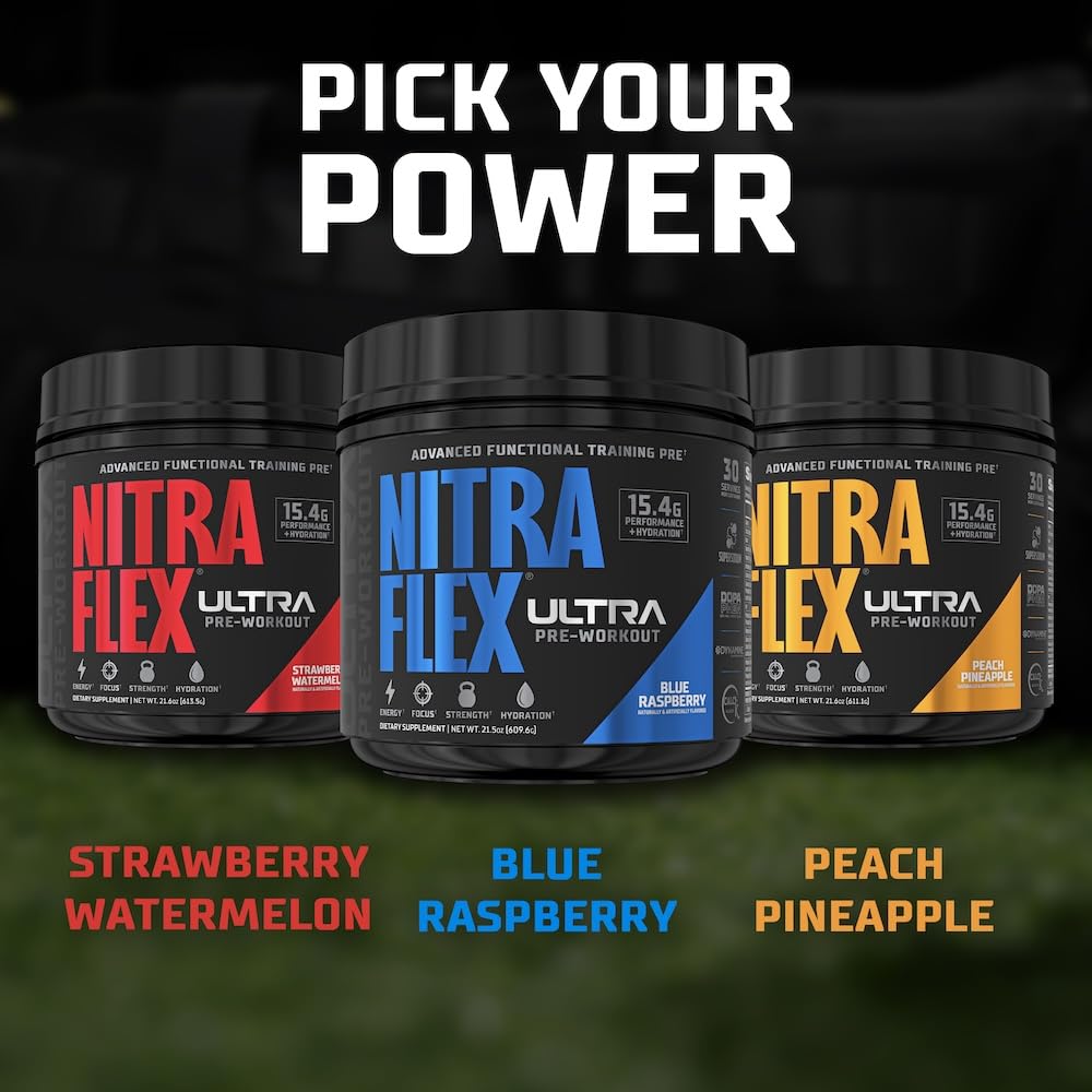 Close-up of a focused athlete using Nitraflex Ultra for mental clarity during exercise.