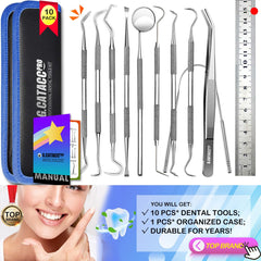 Travel-ready G.CATACC 10-pack dental tools neatly organized