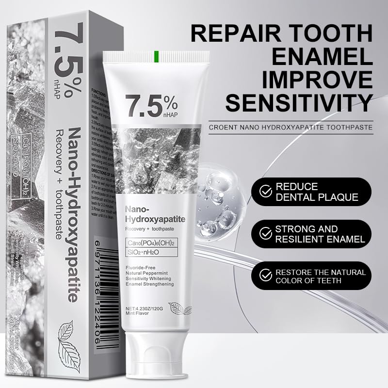 Close-up of GEELIKE toothpaste showing 7.5% NHAP formula