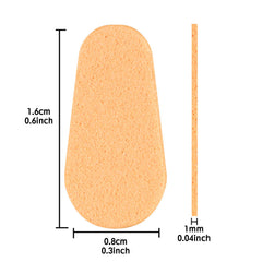 Close-up of one nose pad showing size 1.6 x 0.8 cm