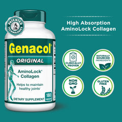 Close-up of Genacol AminoLock hydrolyzed collagen label