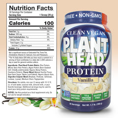 Ingredients panel for Genceutic Naturals Plant Head Protein Powder Vanilla