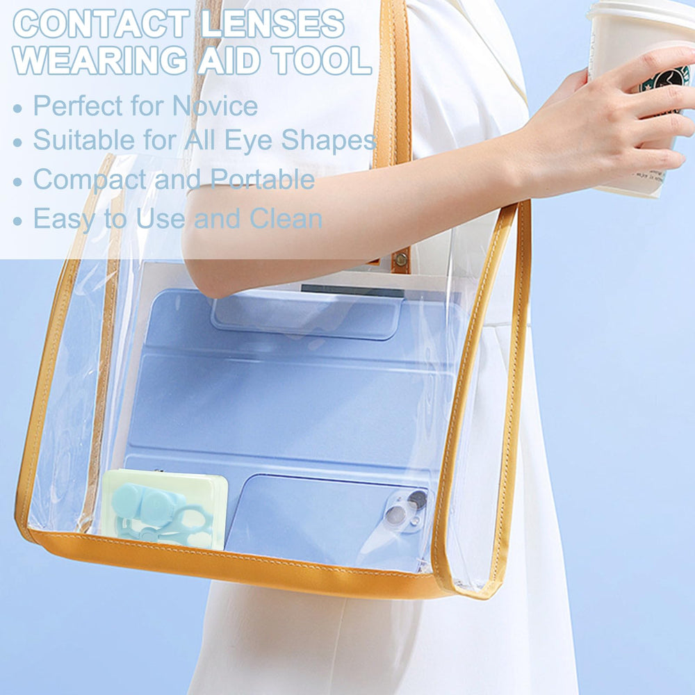 Blue applicator tool displayed for everyday lens use