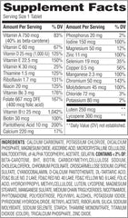 Generic Equate 50+ One Daily Multivitamin bottle - back label