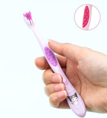Kids toothbrush set with compact head design in purple