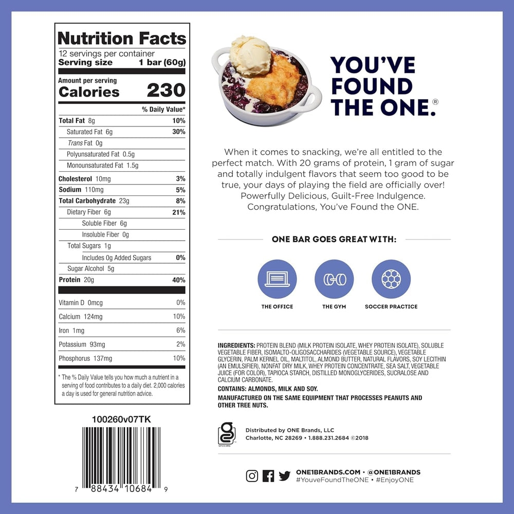 Generic ONE Protein Bars display 20g protein per bar for energy