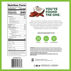 Generic ONE Bars gluten-free label close-up highlighting nutrition
