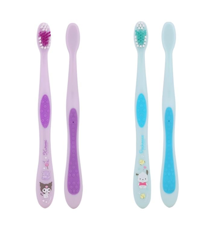 Side profile of a kid's toothbrush featuring cute character