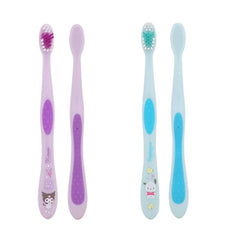 Side profile of a kid's toothbrush featuring cute character