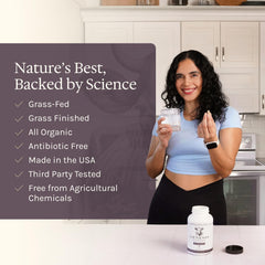 Freeze-dried organic capsules from grass-fed cattle
