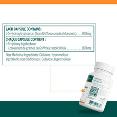 Close-up of 5HTP 100 mg capsules