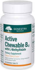 Genestra Active B12 with L-Methylfolate chewable tablets cherry flavor – front view