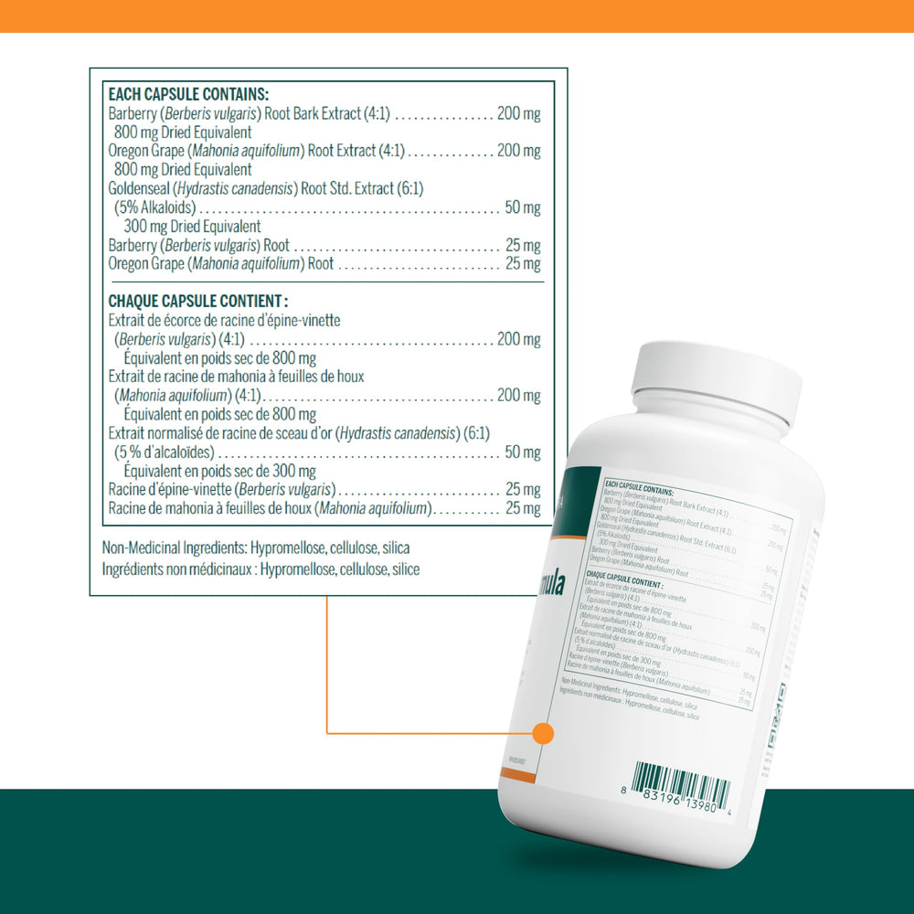 Key ingredients: Barberry, Goldenseal and Oregon Grape