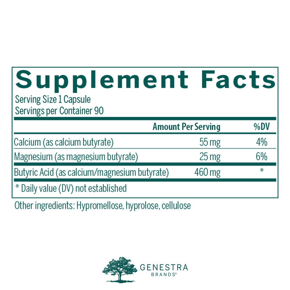 Close-up of Genestra Butyrate Complex bottle