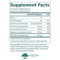 Genestra Cal Mag Vanilla Liquid bottle with label