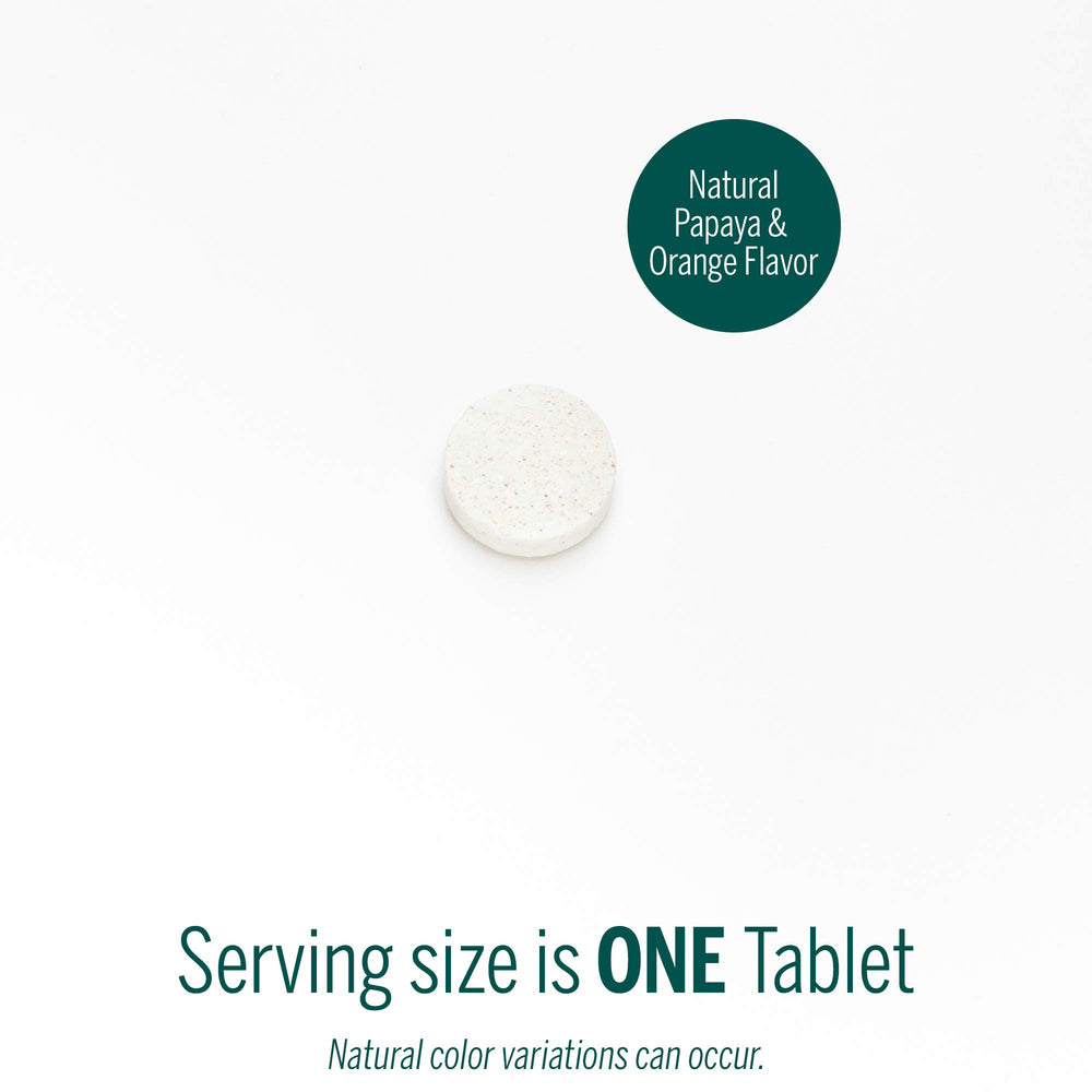 100 chewable vitamin tablets placed next to bottle