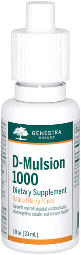 Genestra D-Mulsion 1000 liquid vitamin D drops with natural berry flavor, 1 oz bottle