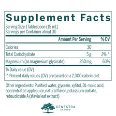 Genestra Magnesium Glycinate Liquid packaging label close-up