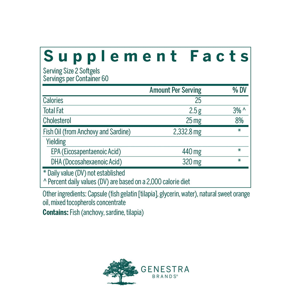 Close-up of Genestra Super EFA softgel capsules