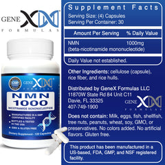 Product label showing Genex Formulas NMN 1000mg
