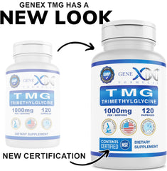 Genex TMG 1000mg bottle on table