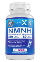 Genex NMNH bottle displaying Genex Formulas NMNH 250mg