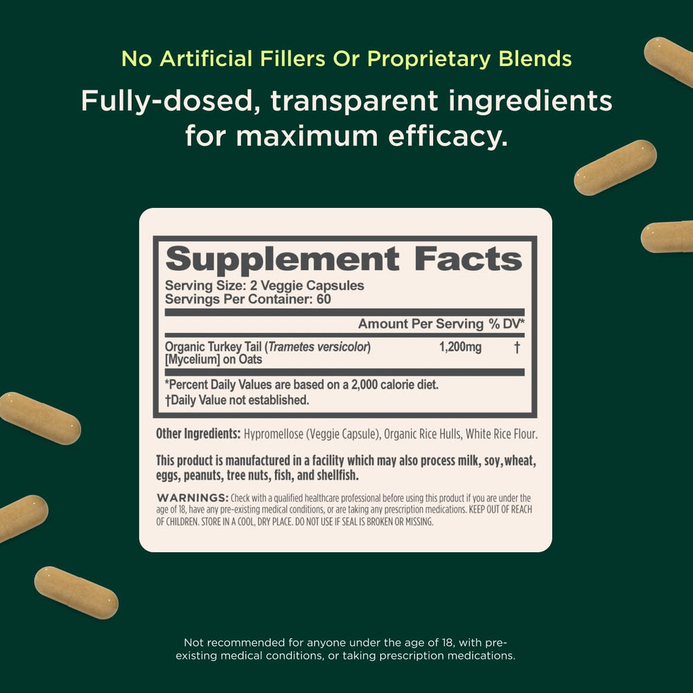 Bottle displaying supplement description and serving size