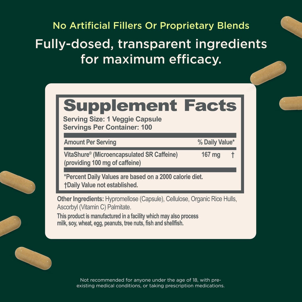 Infographic highlighting sustained-release caffeine benefits