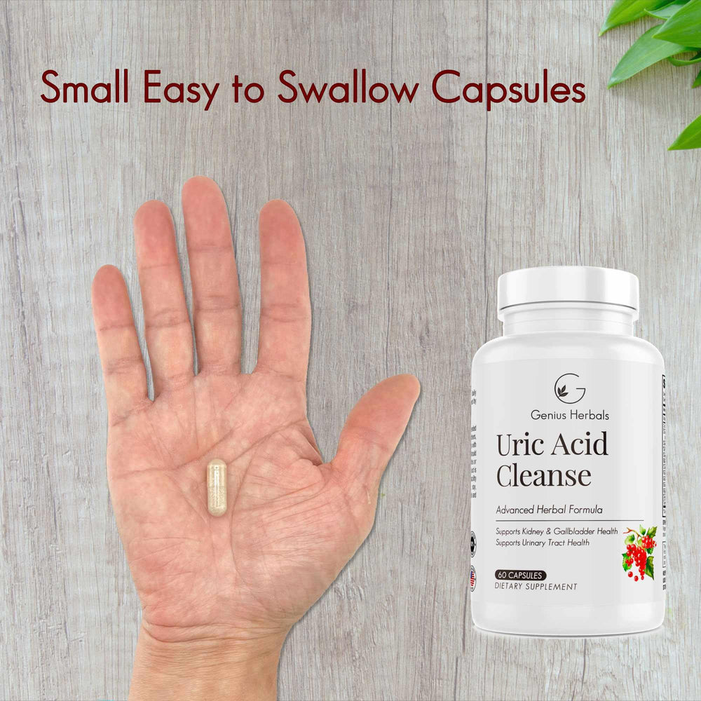 Genius Herbals Uric Acid Cleanse packaging box communicates USA-made quality