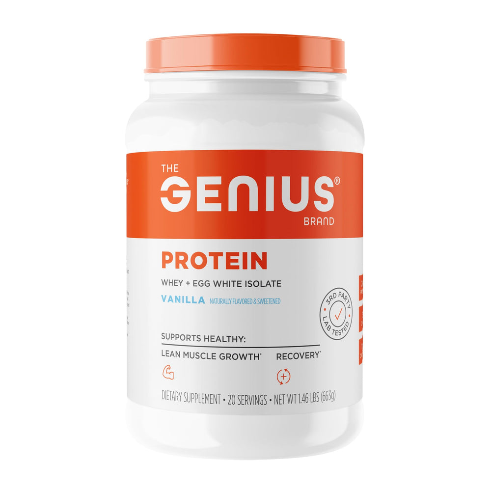 Genius Protein Powder Vanilla jar front view