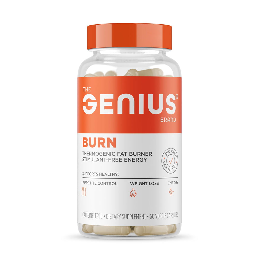 Genius Thermogenic Fat Burner bottle and label on white