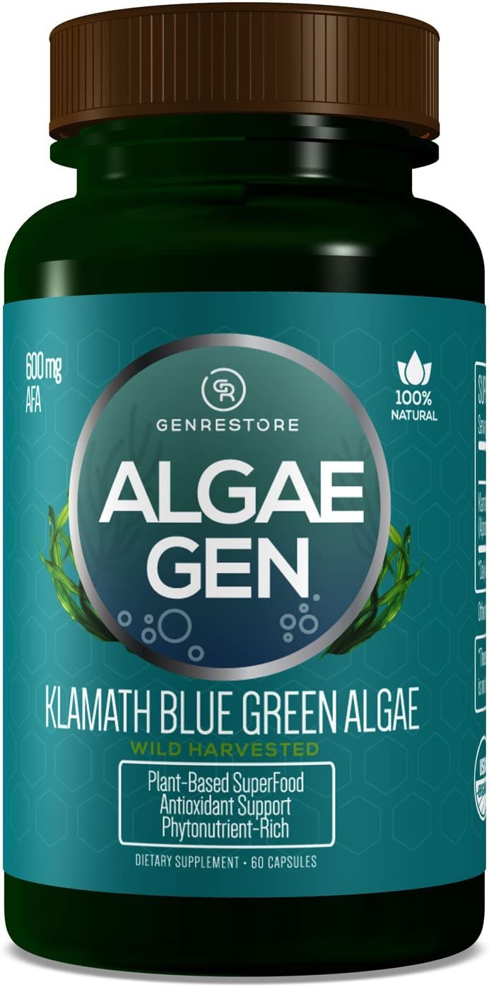 Genrestore AFA Klamath blue-green algae bottle label